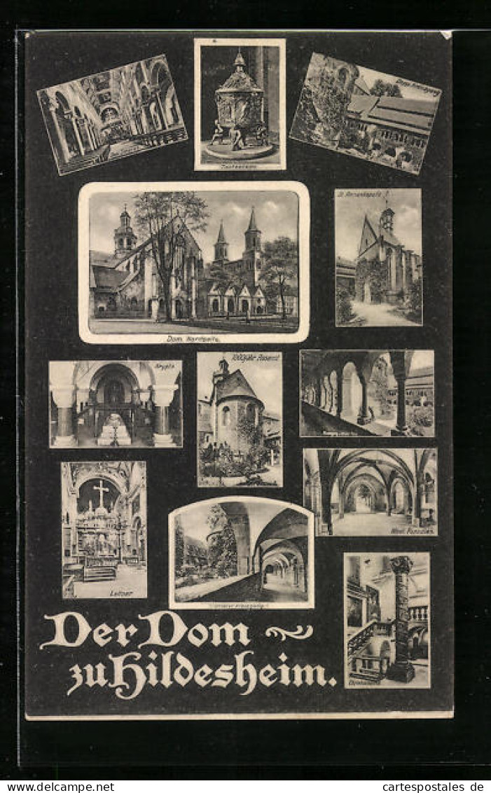 AK Hildesheim, Dom, Taufbecken, Krypta, Kreuzgang  - Hildesheim