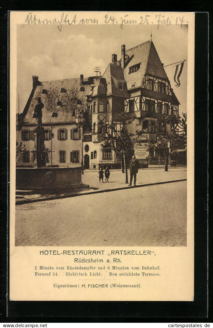 AK Rüdesheim A. Rhein, Hotel-Restaurant Ratskeller  - Ruedesheim A. Rh.