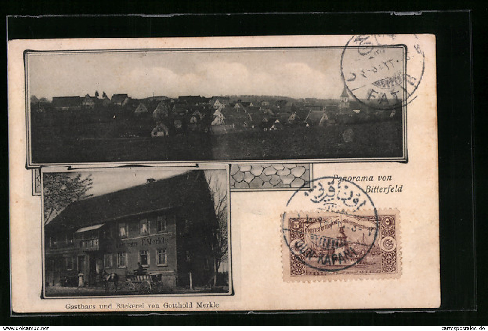 AK Bitterfeld, Gasthaus Und Bäckerei Von Gotthold Merkle, Panorama Aus Der Ferne  - Bitterfeld