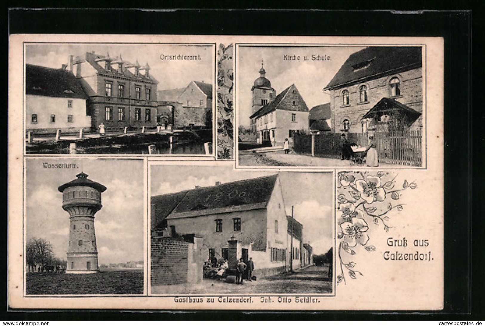 AK Calzendorf, Gasthaus Von Otto Seidler, Wasserturm  - Andere & Zonder Classificatie