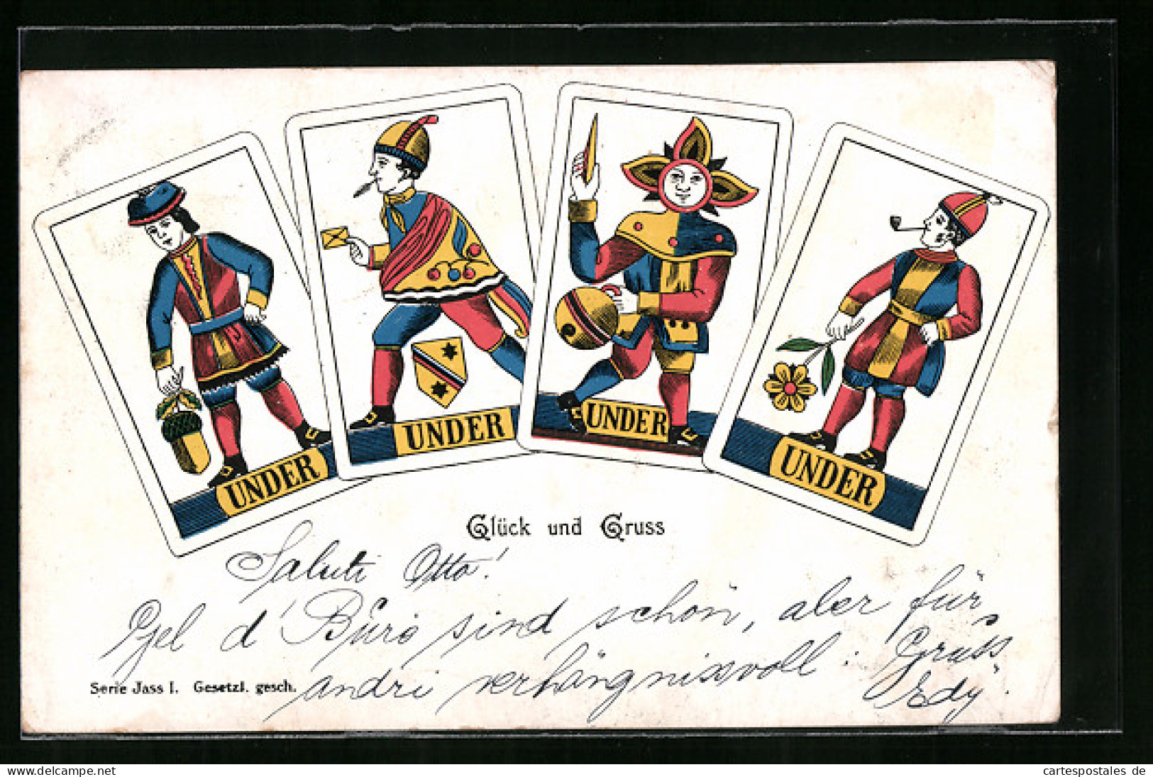 Künstler-AK Glück Und Gruss, Kartenspielfigur Under  - Playing Cards
