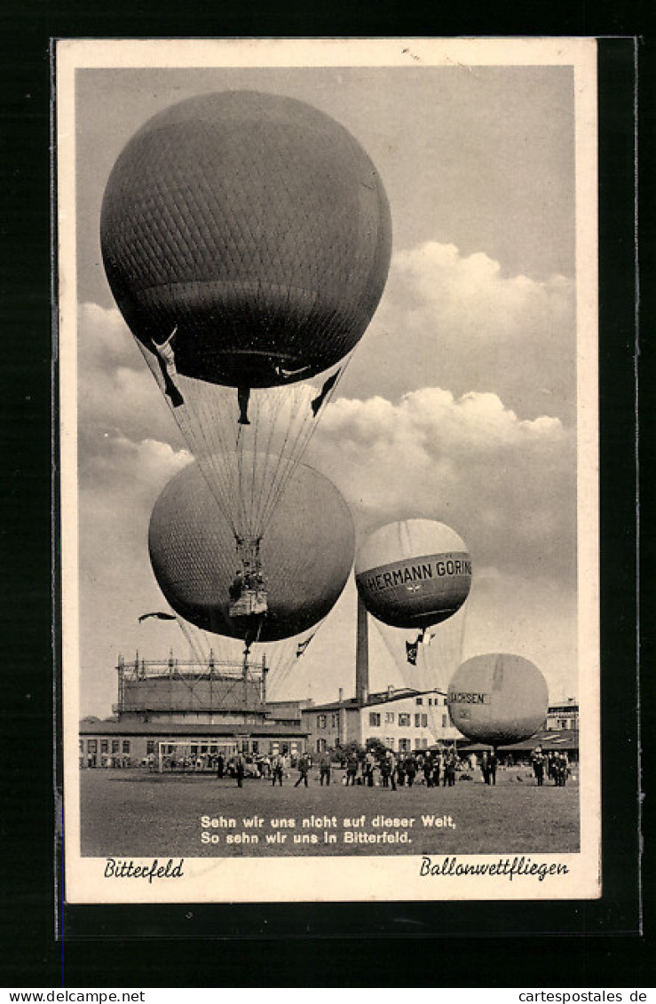 AK Bitterfeld, Ballonwettfliegen, Ballons Hermann Göring Und Sachsen  - Fesselballons