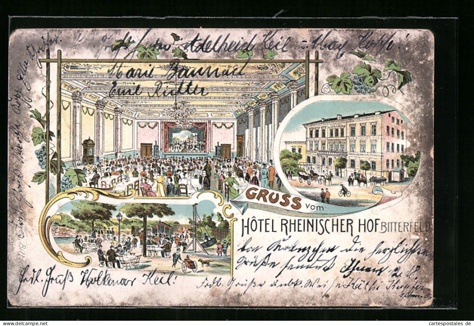 Lithographie Bitterfeld, Hôtel Rheinischer Hof Mit Terrasse  - Bitterfeld