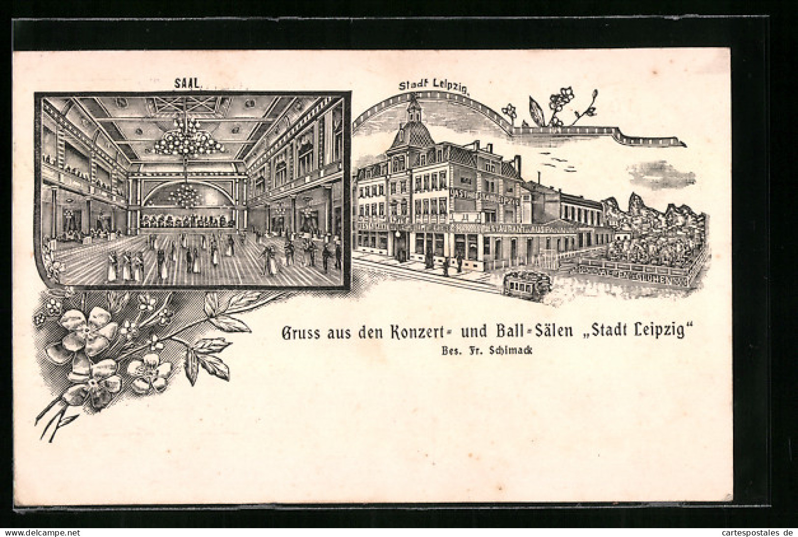 Lithographie Dresden, Konzert- Und Ball-Säle Stadt Leipzig Mit Saal  - Leipzig