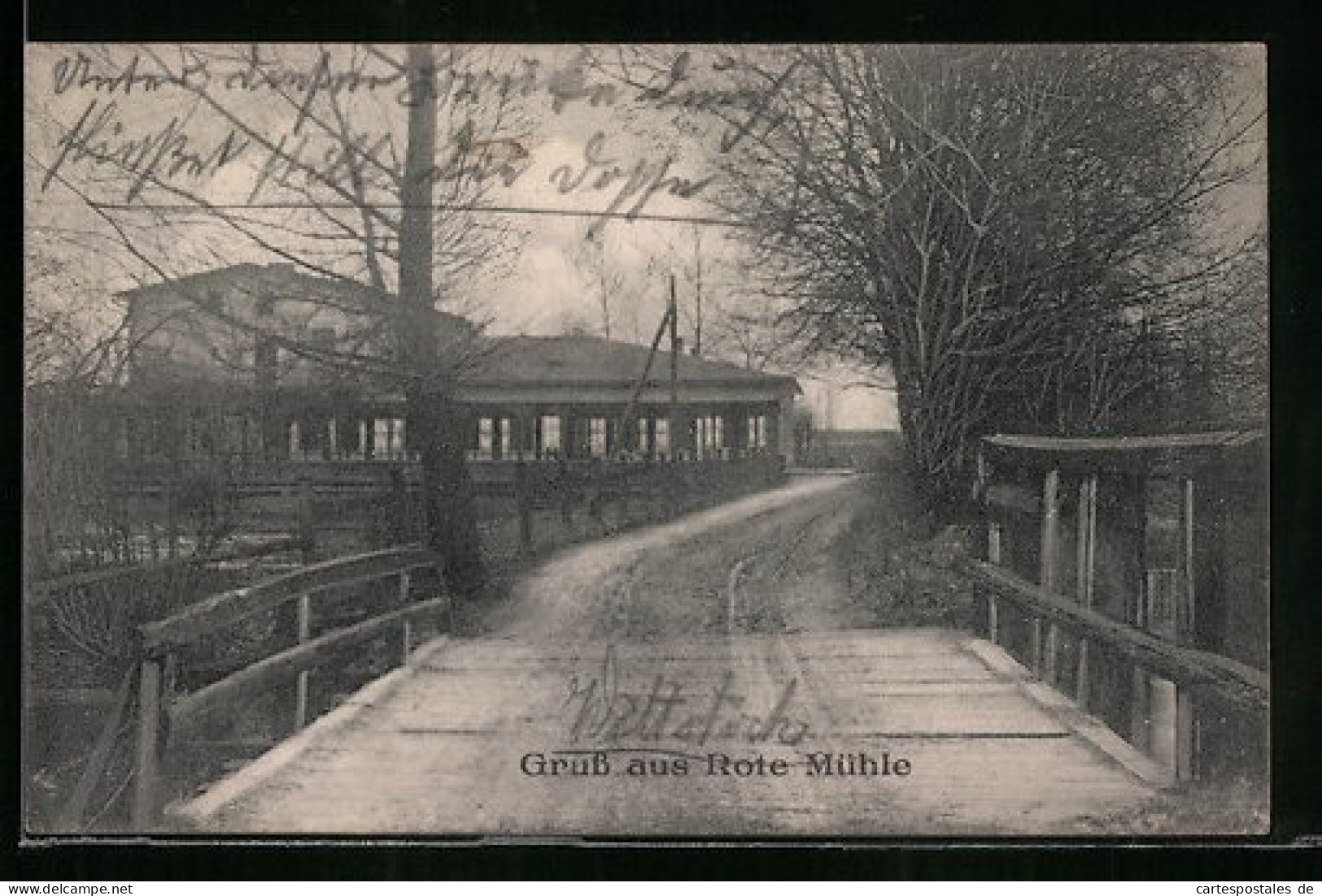 Mini-AK Wittstock, Gasthaus Rote Mühle Mit Strassenpartie  - Sonstige & Ohne Zuordnung