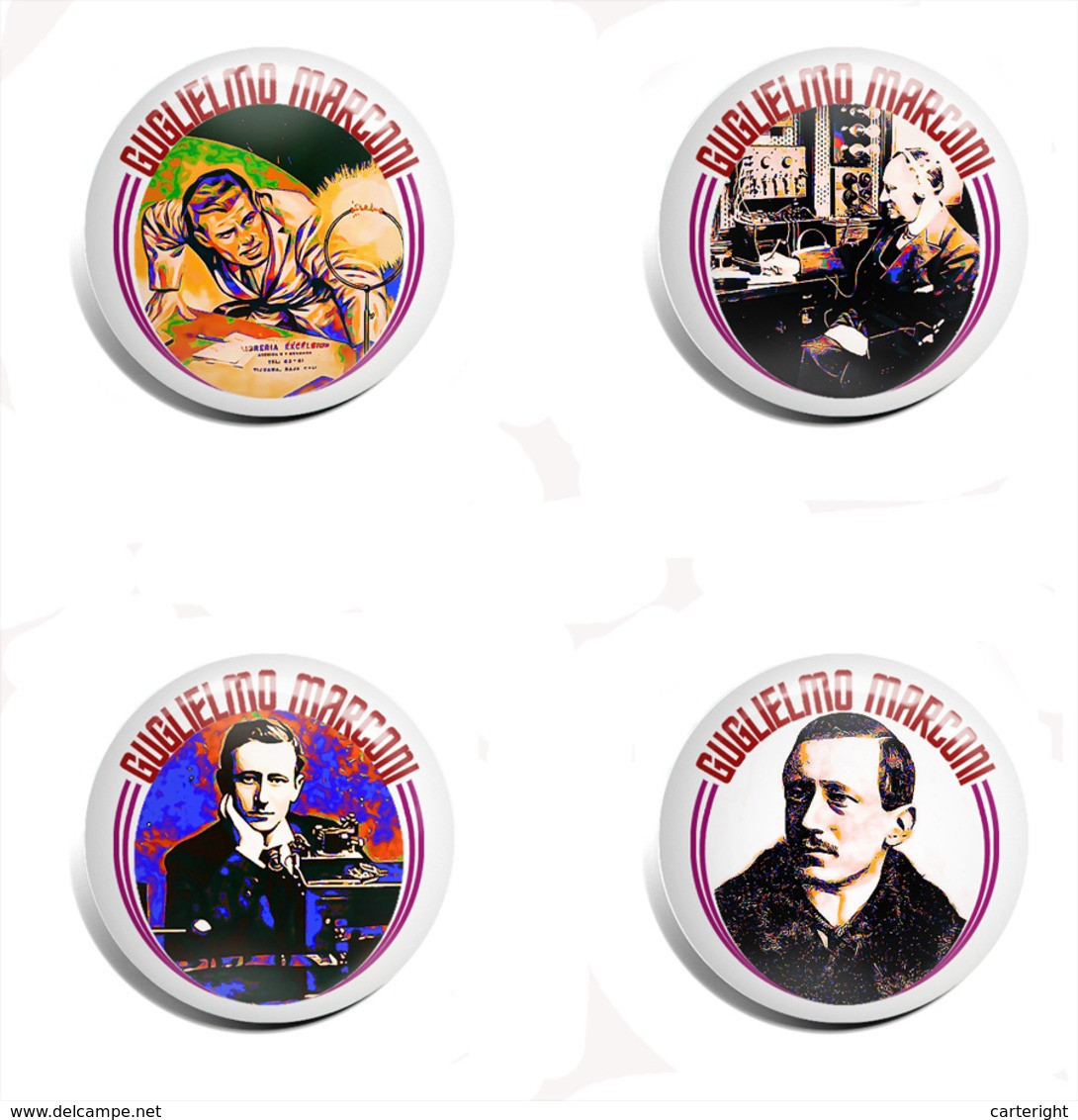 35 X Guglielmo Marconi BADGE BUTTON PIN SET  (1inch/25mm Diameter) - Berühmte Personen