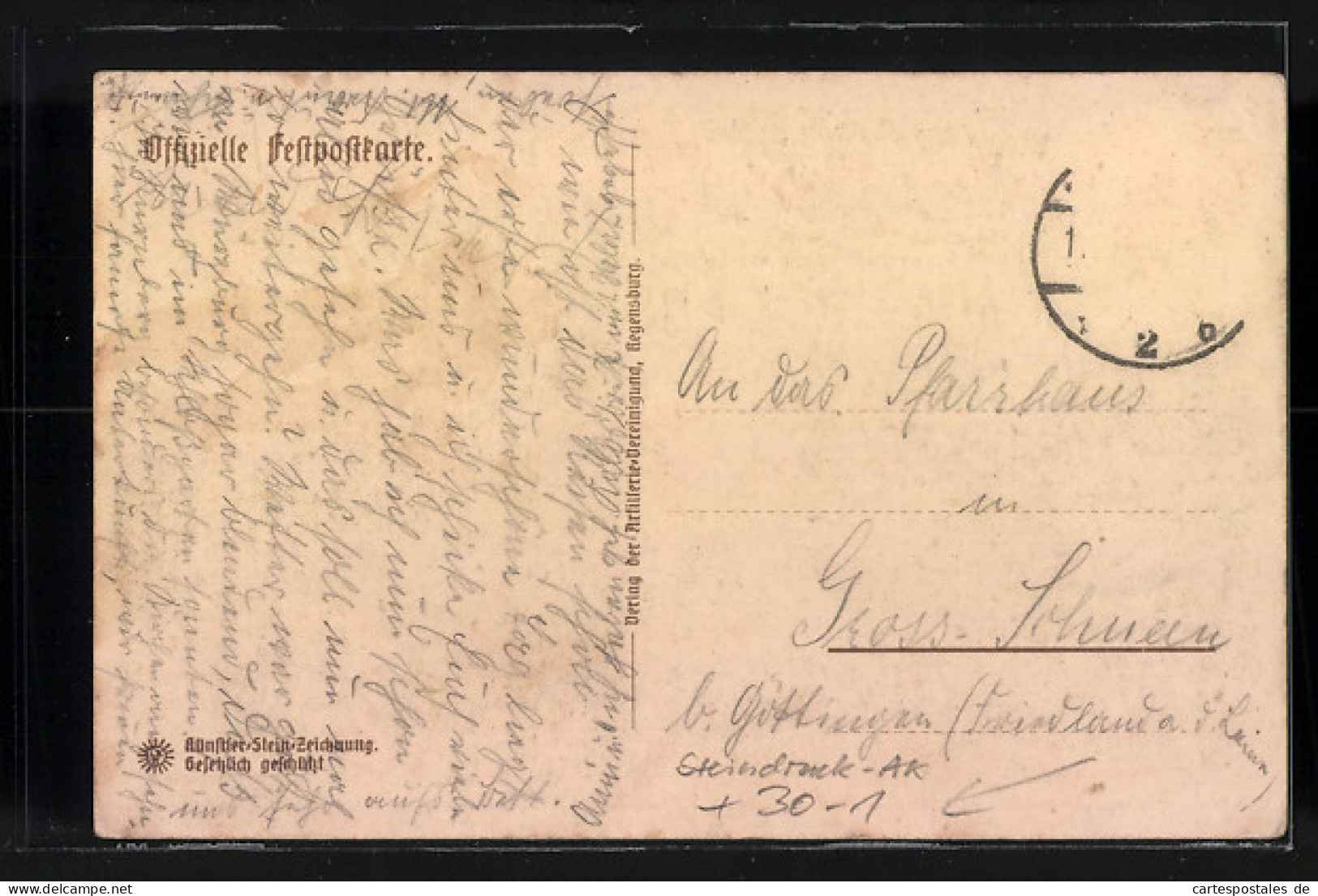 Steindruck-AK Regensburg, Vierter Waffengedenktag Der Ehem. Kgl. Bayr. Schw. Artillerie Am 4.-6. Juli 1925  - Régiments