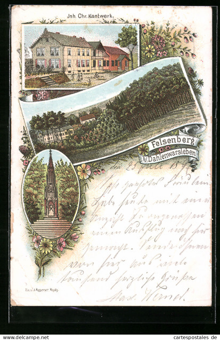 Lithographie Dahlenwarsleben, Gasthof Felsenberg Mit Waldlandschaft  - Autres & Non Classés