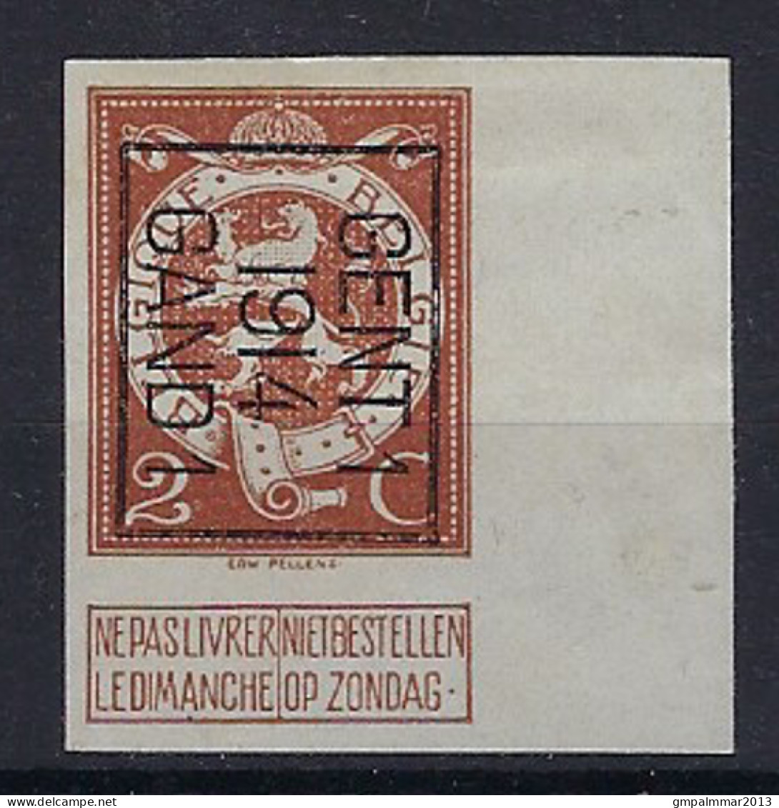 Nr. 109  Typo 51 B GENT I 1914 GAND I - ONGETAND / NON DENTELEE (*)   ; Staat Zie Scan ! - Typos 1912-14 (Lion)