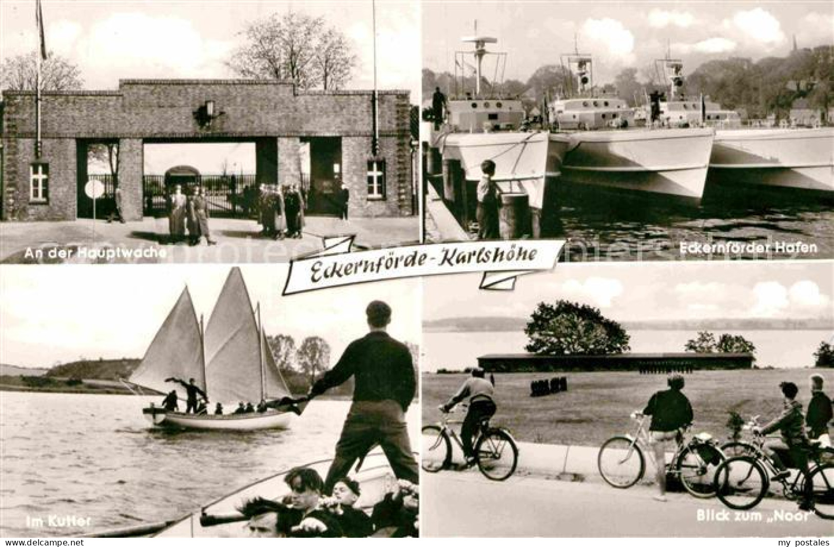 72748777 Karlshoehe Eckernfoerde Hauptwache Hafen Blick Zum Noor Im Kutter Segel - Eckernförde