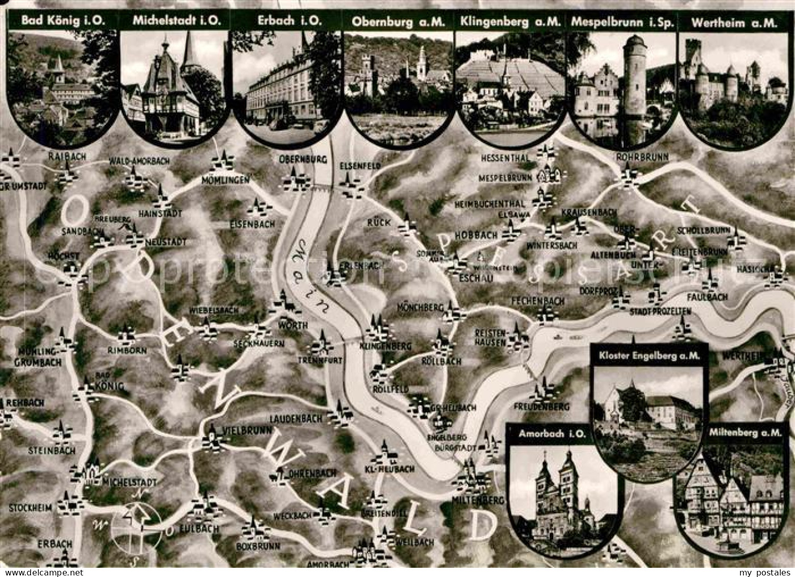 72747227 Odenwald Maintal Und Spessalt Panoramakarte  Odenwald - Da Identificare