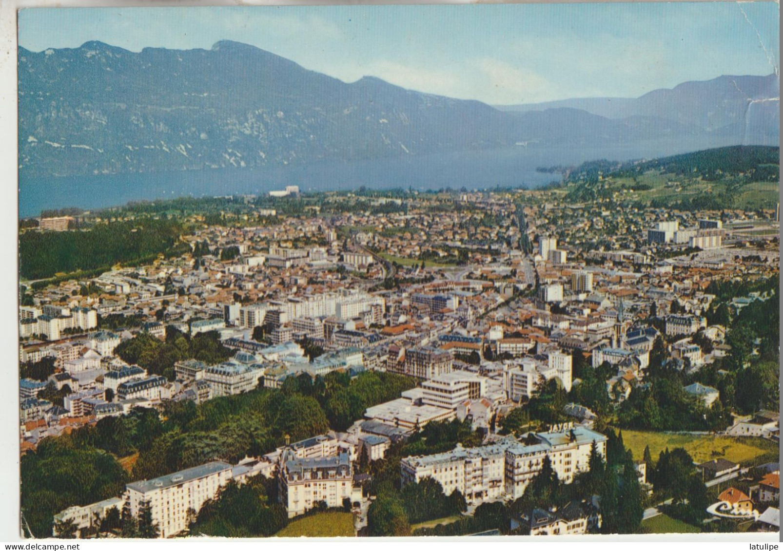 Aix Les Bains 73 Carte Circulée Vue Generale Aerienne De La Ville - Aix Les Bains