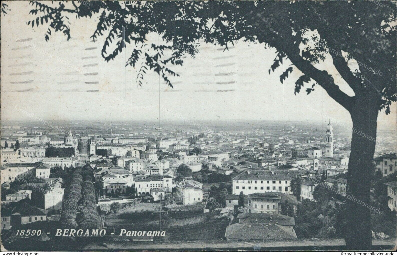 Cs596 Cartolina Bergamo Citta' Panorama 1934 - Bergamo