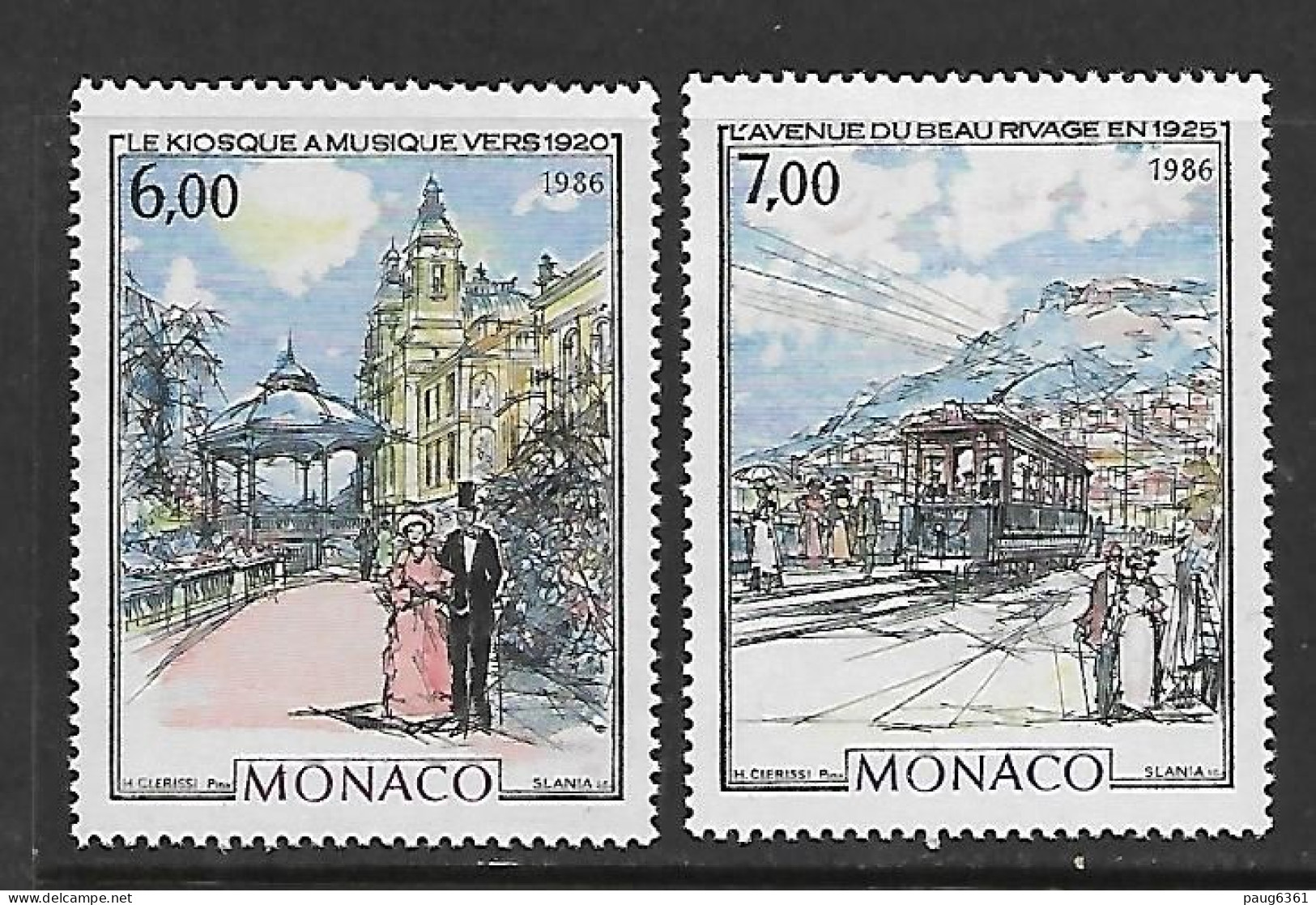 MONACO 1986 MONACO A LA BELLE EPOQUE-TRAMWAYS YVERT N°1543/1544 NEUF MNH** - Strassenbahnen