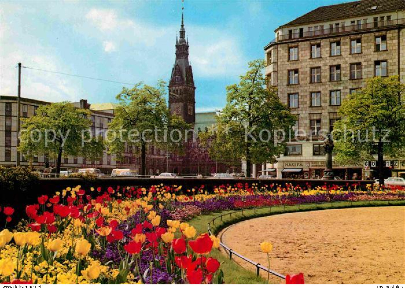 72745995 Hamburg Jungfernstieg Und Rathaus Tulpenbeet Hamburg - Andere & Zonder Classificatie