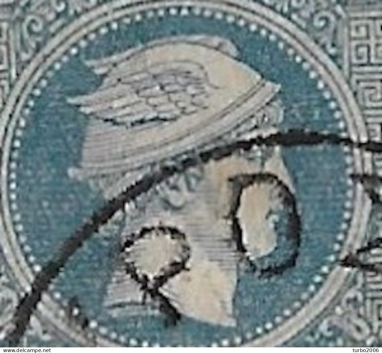 GREECE 1886-1888 Small Hermes Head Belgian Print Scarce 25 L Blue Quadrille Background Vl. 81 B - Oblitérés