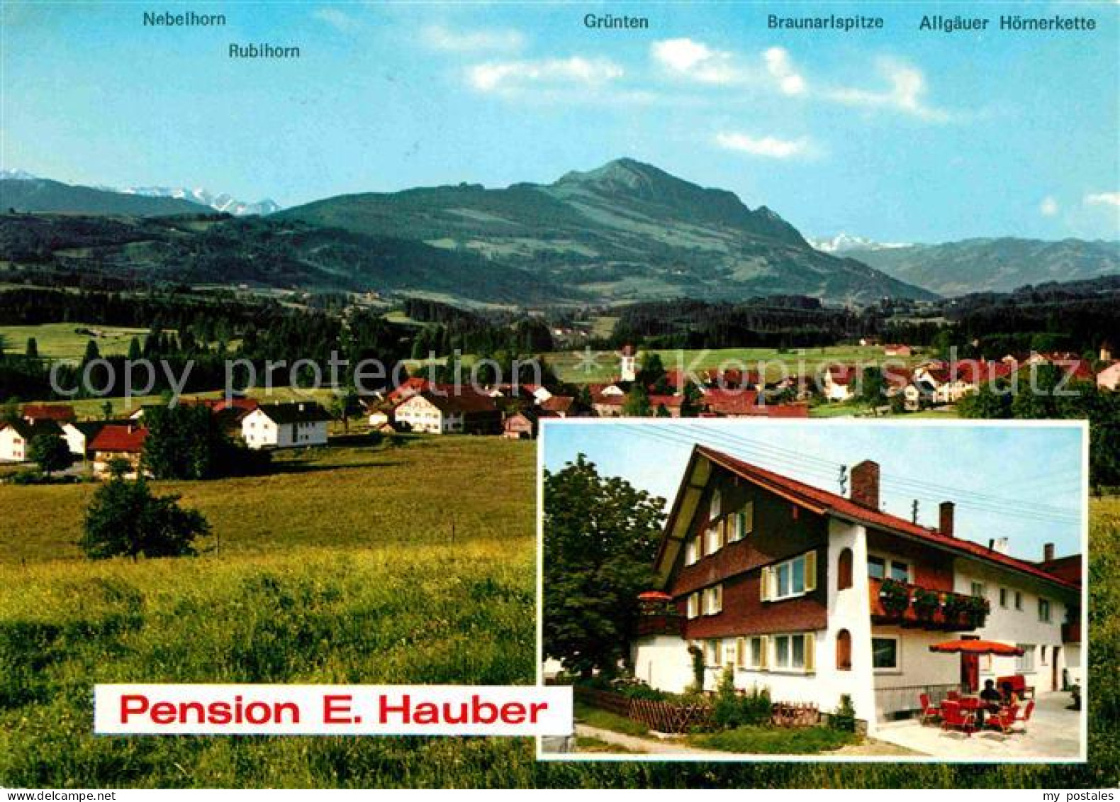 72744053 Moosbach Kempten Gesamtansicht Mit Alpenpanorama Pension Metzgerei Haub - Other & Unclassified