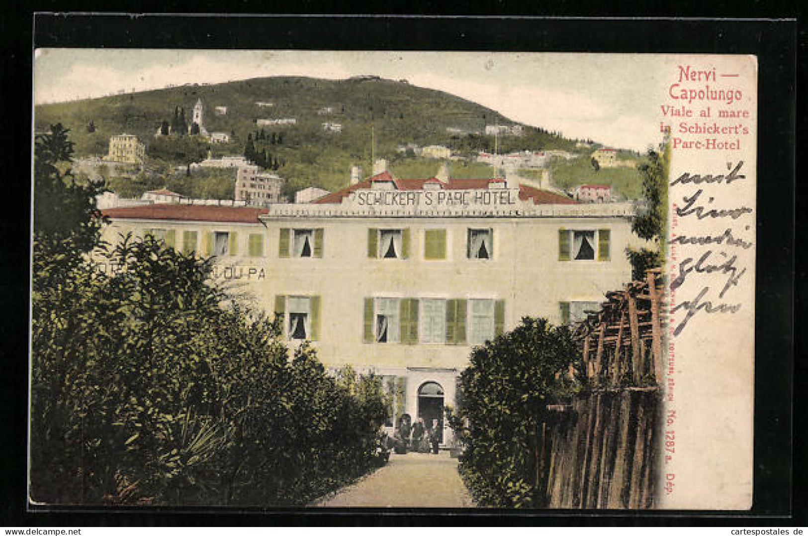 Cartolina Nervi, Viale Al Mare In Schickert`s Parc-Hotel  - Sonstige & Ohne Zuordnung