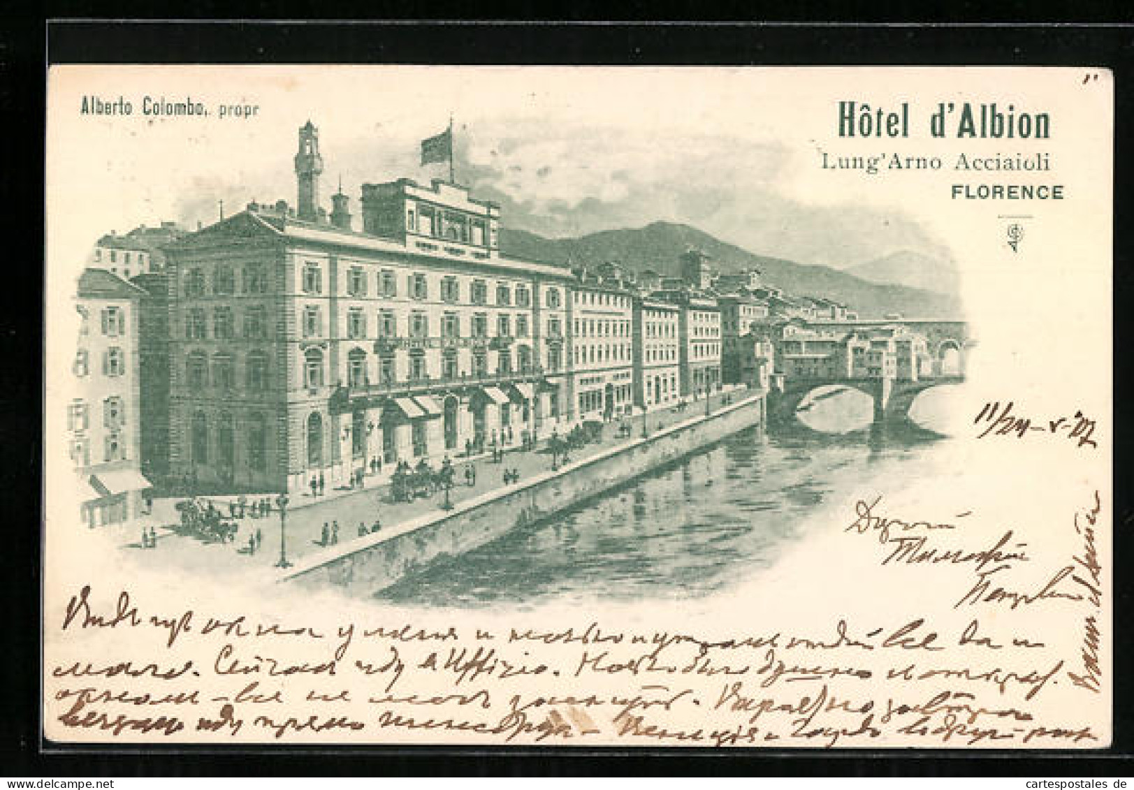 Lithographie Florence, Hôtel D`Albion  - Firenze (Florence)
