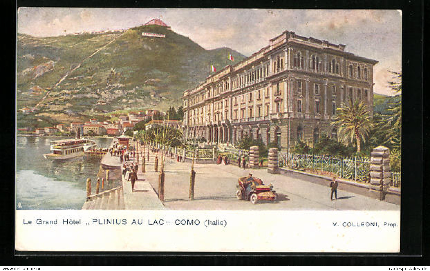 Lithographie Como, Le Grand Hotel Plinius Au Lac  - Como