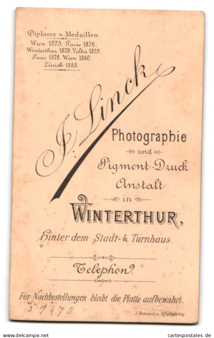 Fotografie J. Linck, Winterthur, Bürgerlicher Herr Mit Oberlippenbart  - Anonymous Persons