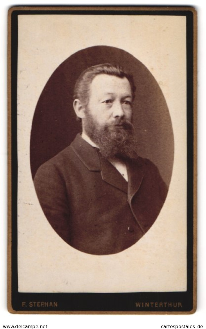 Fotografie F. Stephan, Winterthur, Bürgerlicher Herr Mit Vollbart  - Anonymous Persons