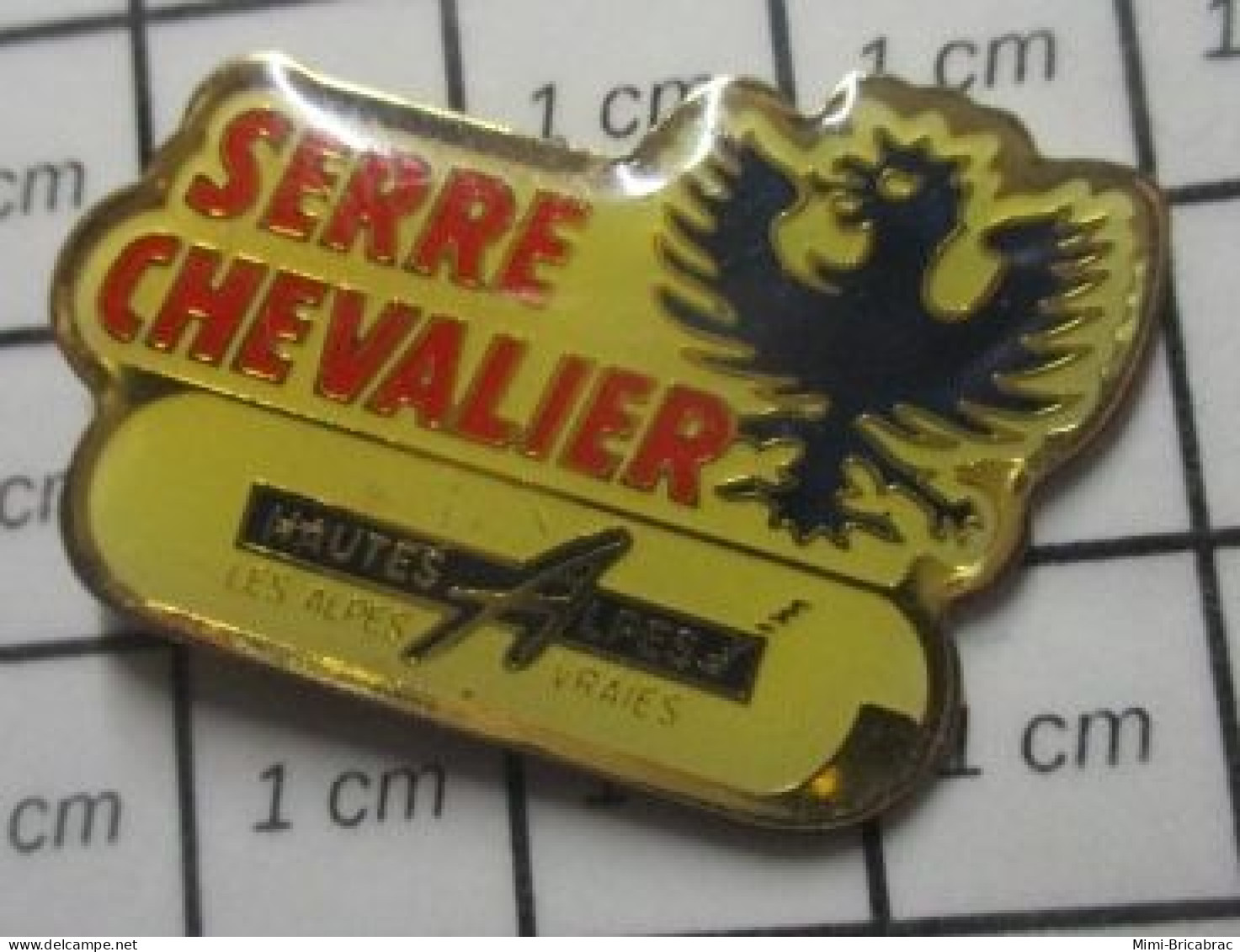 1818c Pin's Pins / Beau Et Rare : VILLES / SERRE CHEVALIER HAUTES ALPES AIGLE NOIR Surgissant De Nulle Part ! - Cities