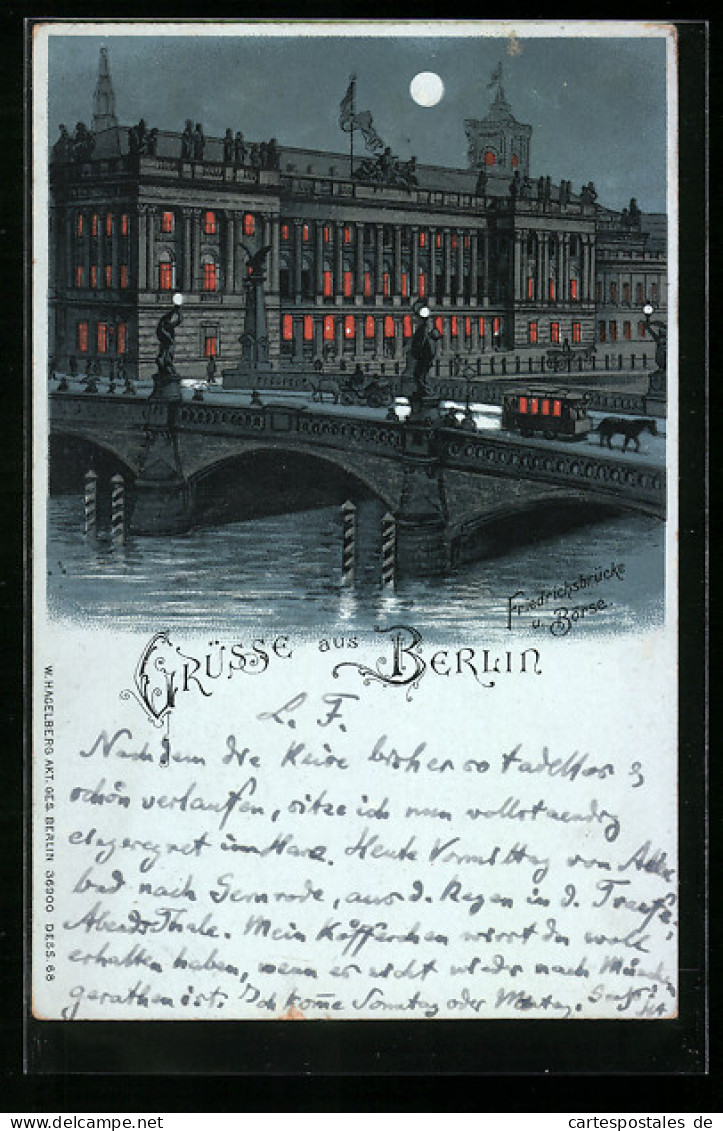 Mondschein-Lithographie Berlin, Friedrichsbrücke Und Börse  - Mitte