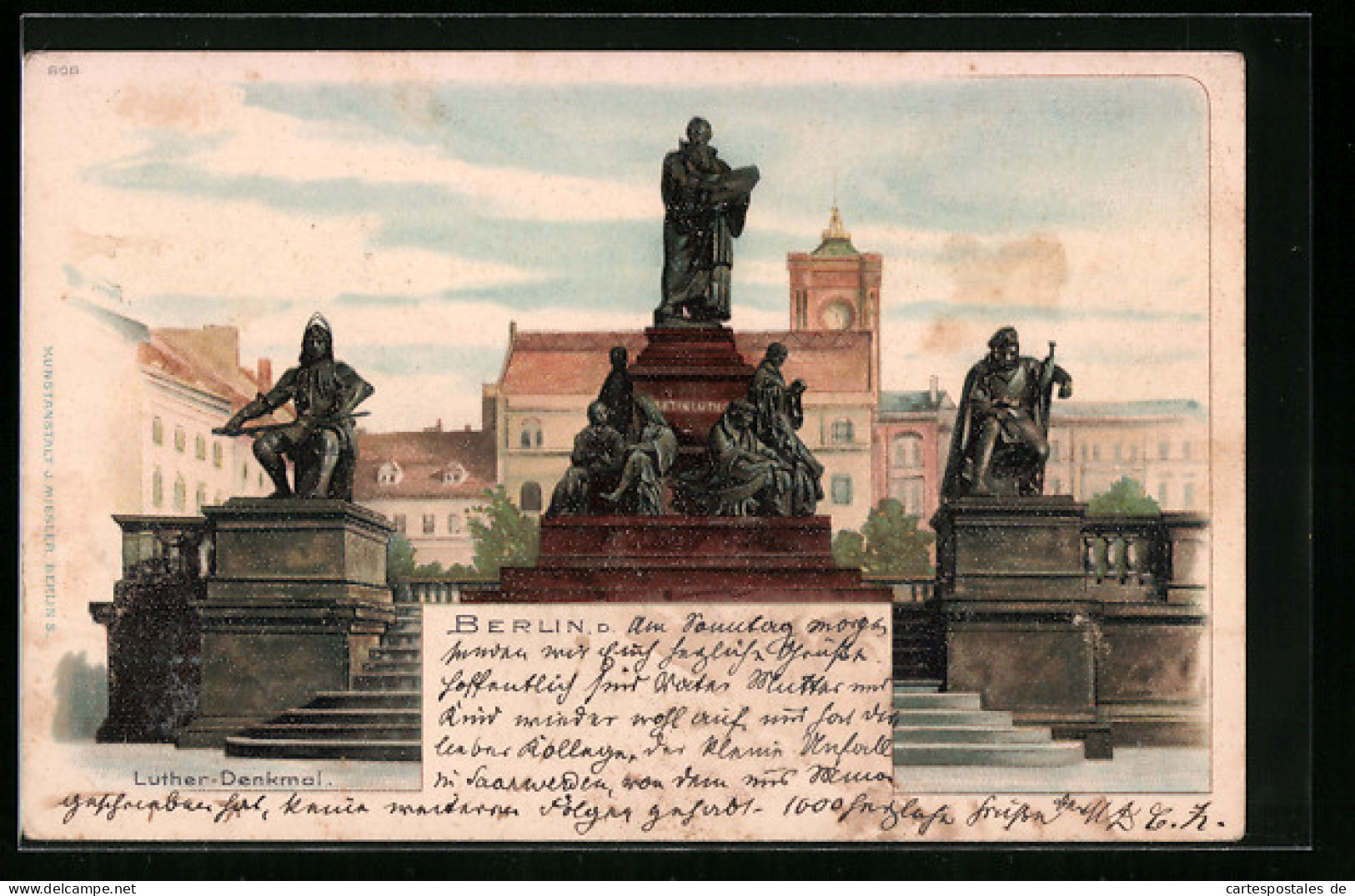 Lithographie Berlin, Neuer Markt Mit Luther-Denkmal  - Mitte