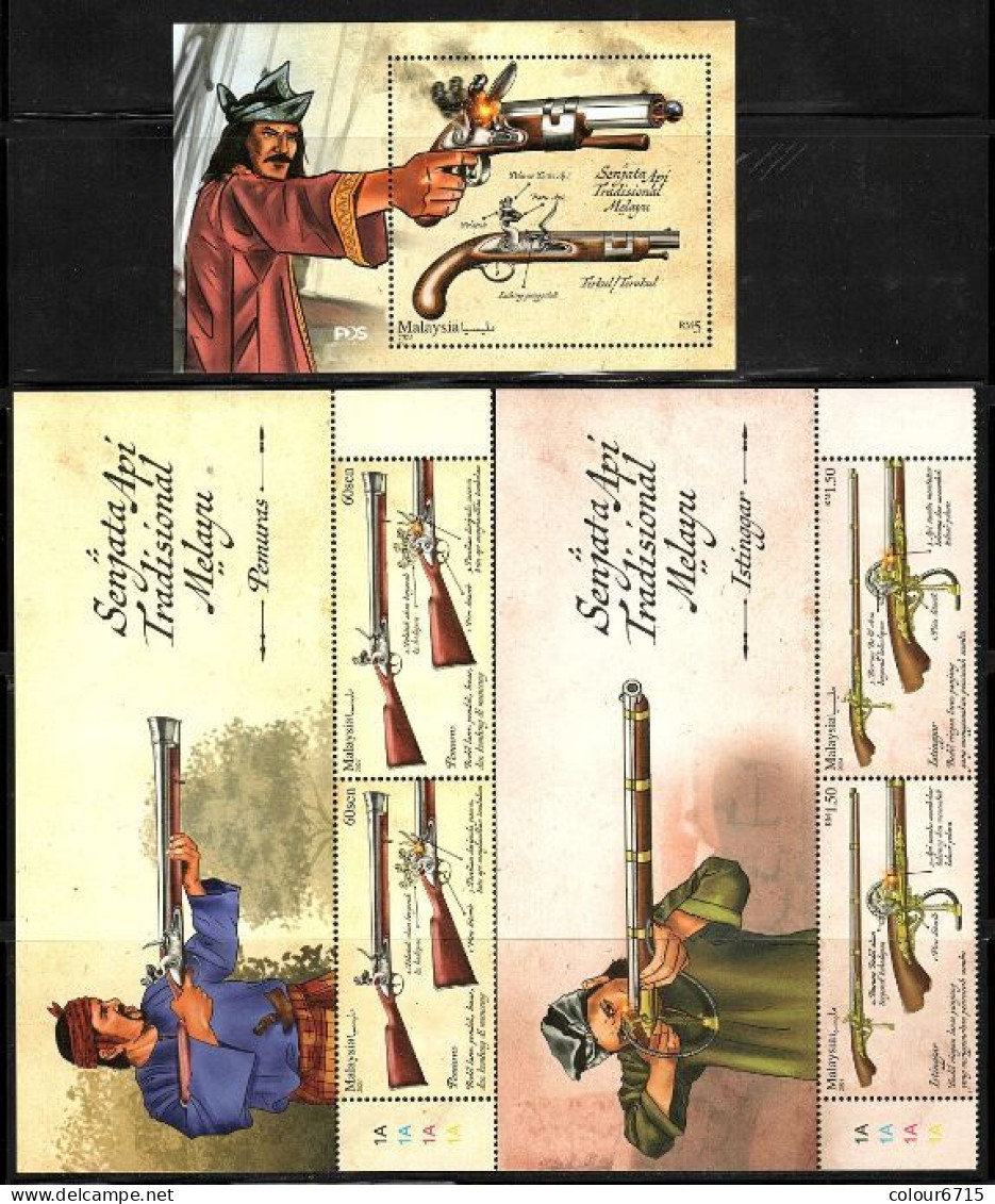 Malaysia 2024 Traditional Firearms Of Malaysia (stamps 2v With Tab Labels +SS/Block) MNH - Malaysia (1964-...)