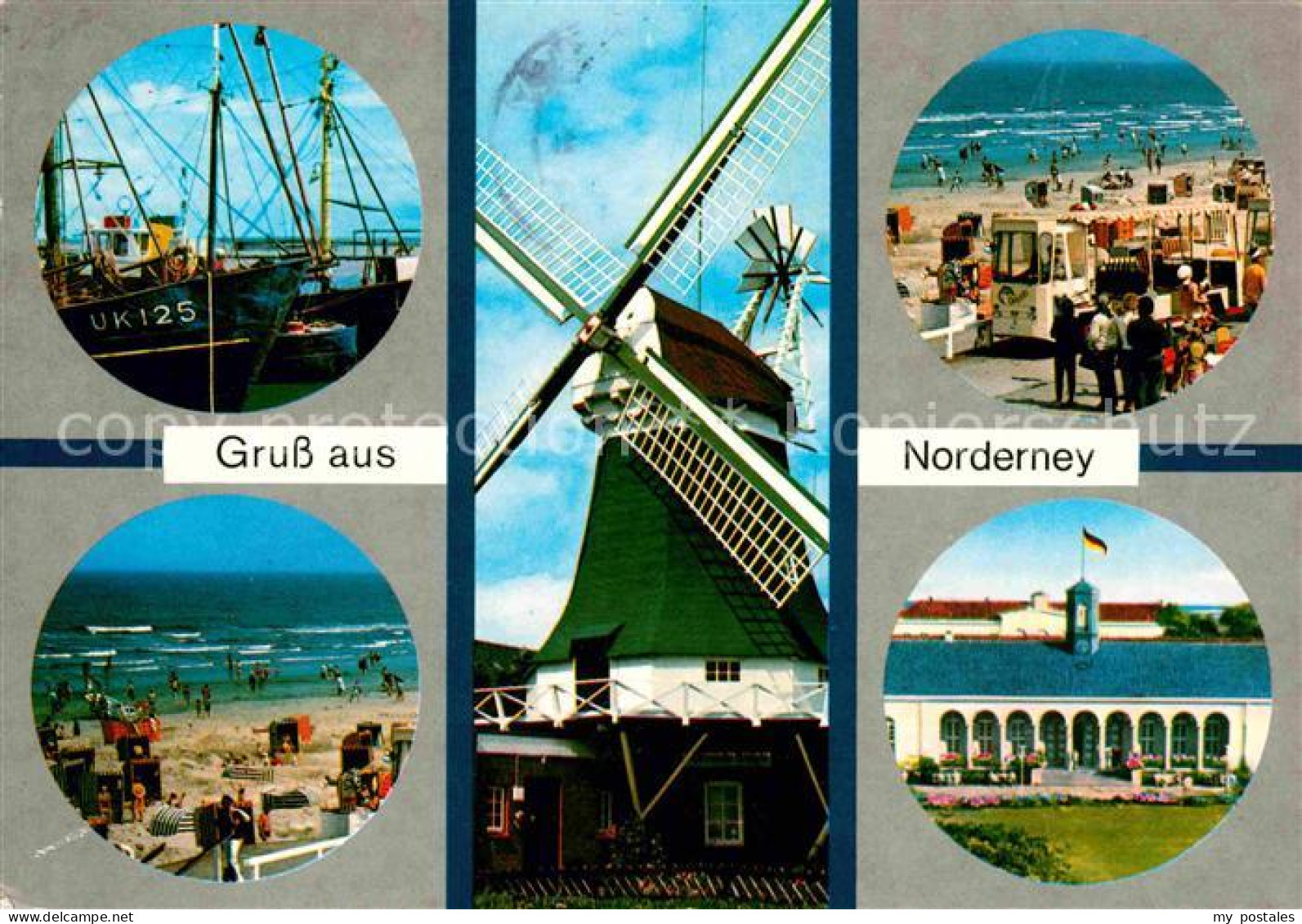 72743067 Norderney Nordseebad Fischkutter Strand Windmuehle Norderney - Norderney