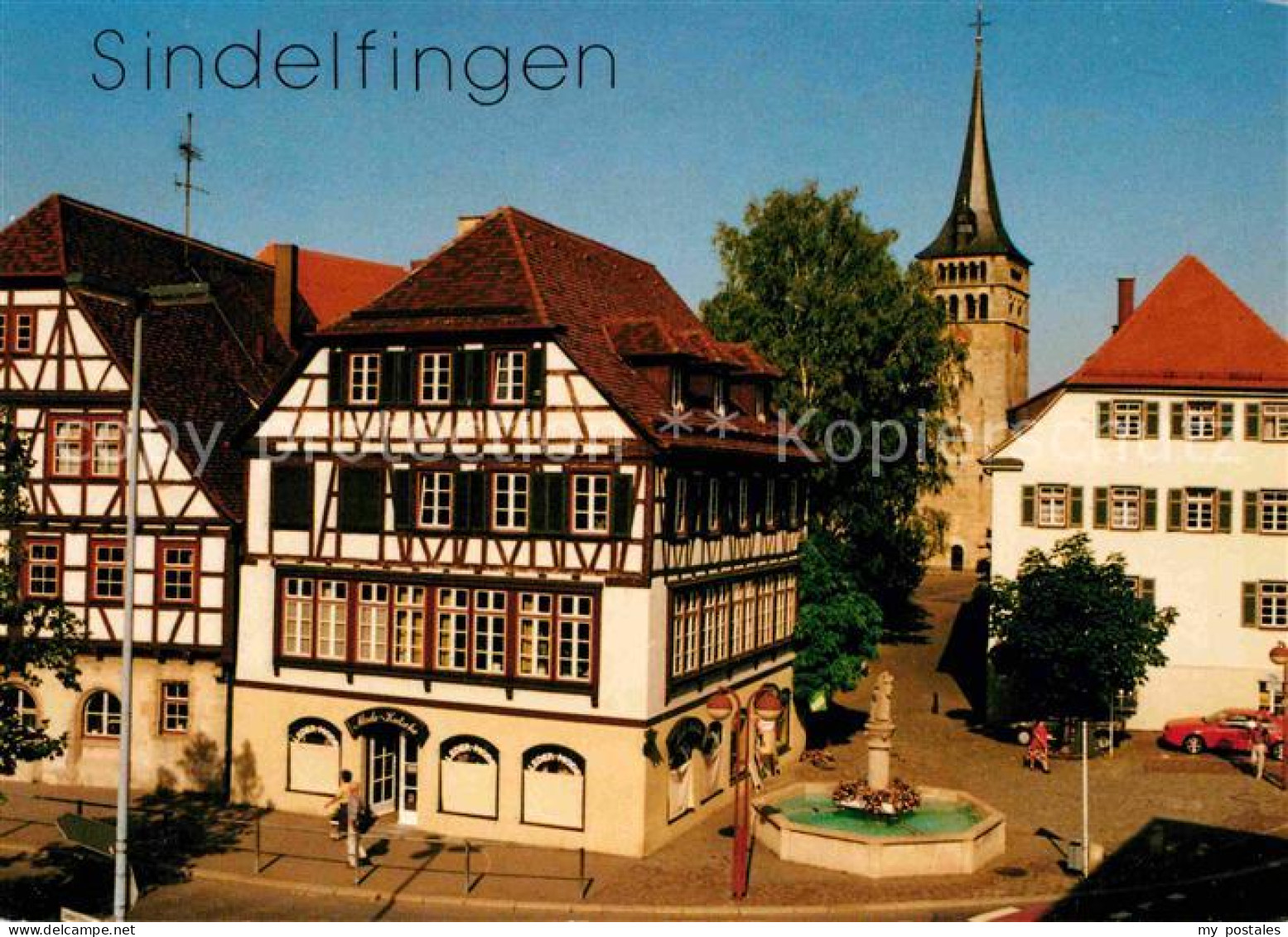 72743055 Sindelfingen Altstadt Fachwerkhaeuser Brunnen Kirchturm Sindelfingen - Sindelfingen