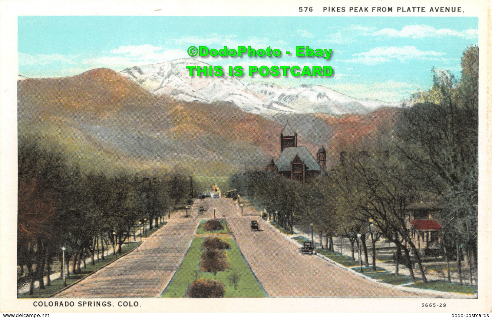 R416295 576. Pikes Peak From Platte Avenue. Colorado Springs. Colo. 5665 29. San - Monde