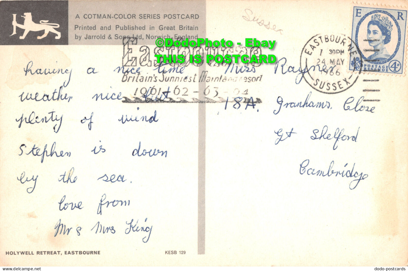 R416717 Holywell Retreat. Eastbourne. Cotman Color Series. Jarrold. 1966 - Monde