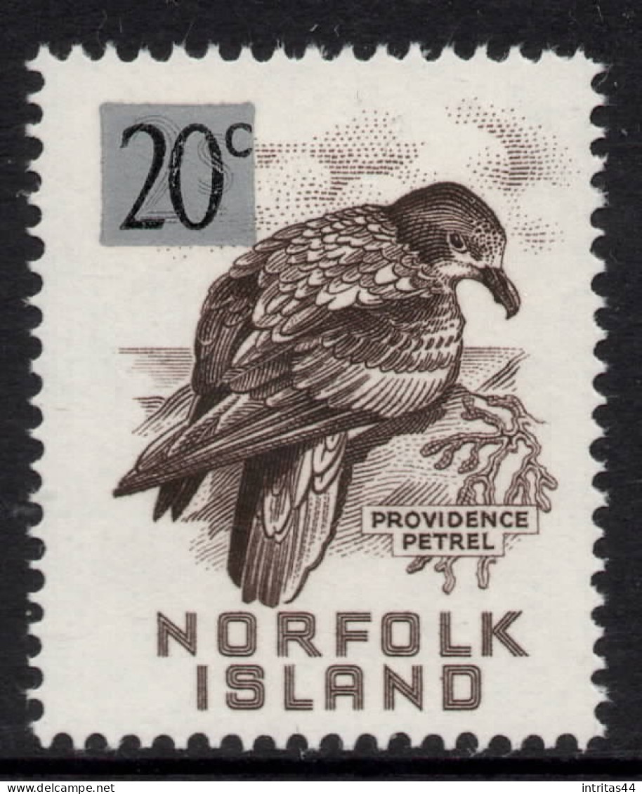 NORFOLK ISLAND 1966 SURCH DECIMAL CURRENCY " 20c ON 2/- SEPIA  "SOLANDER'S PATREL " STAMP  MNH - Ile Norfolk