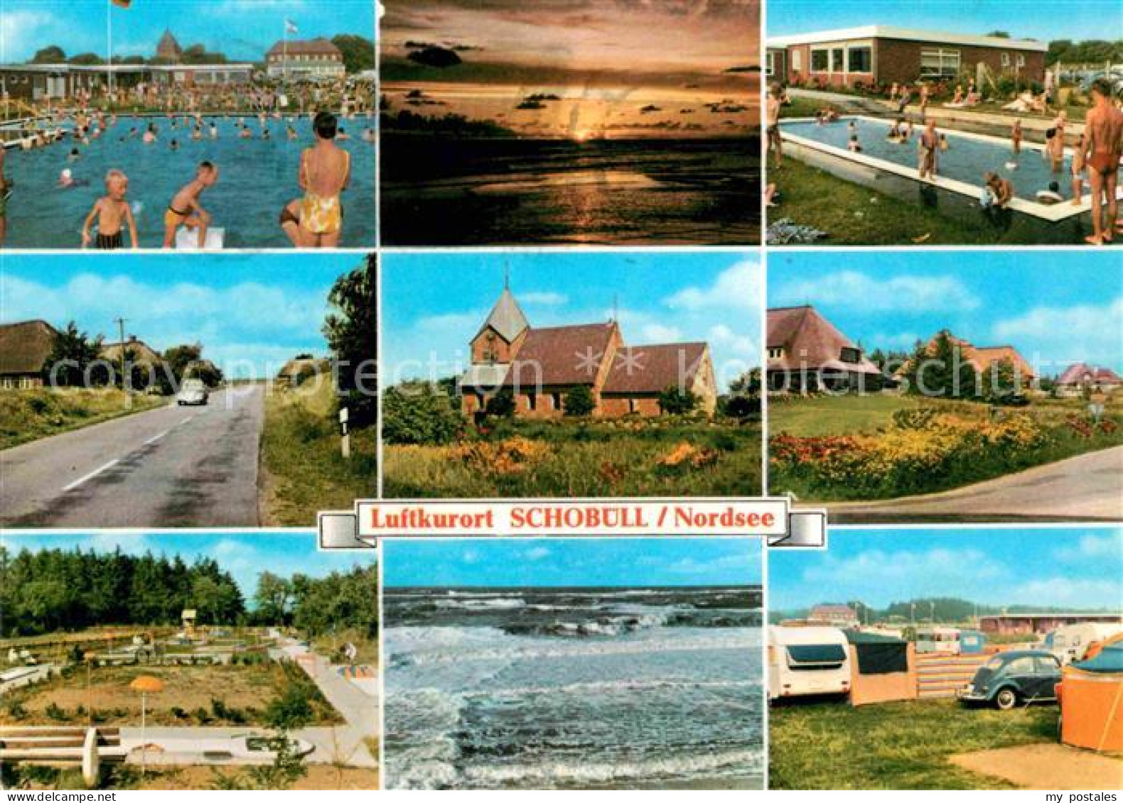 72741939 Schobuell Husum Schwimmbad Sonnenuntergang Dorfmotive Camping Schobuell - Sonstige & Ohne Zuordnung