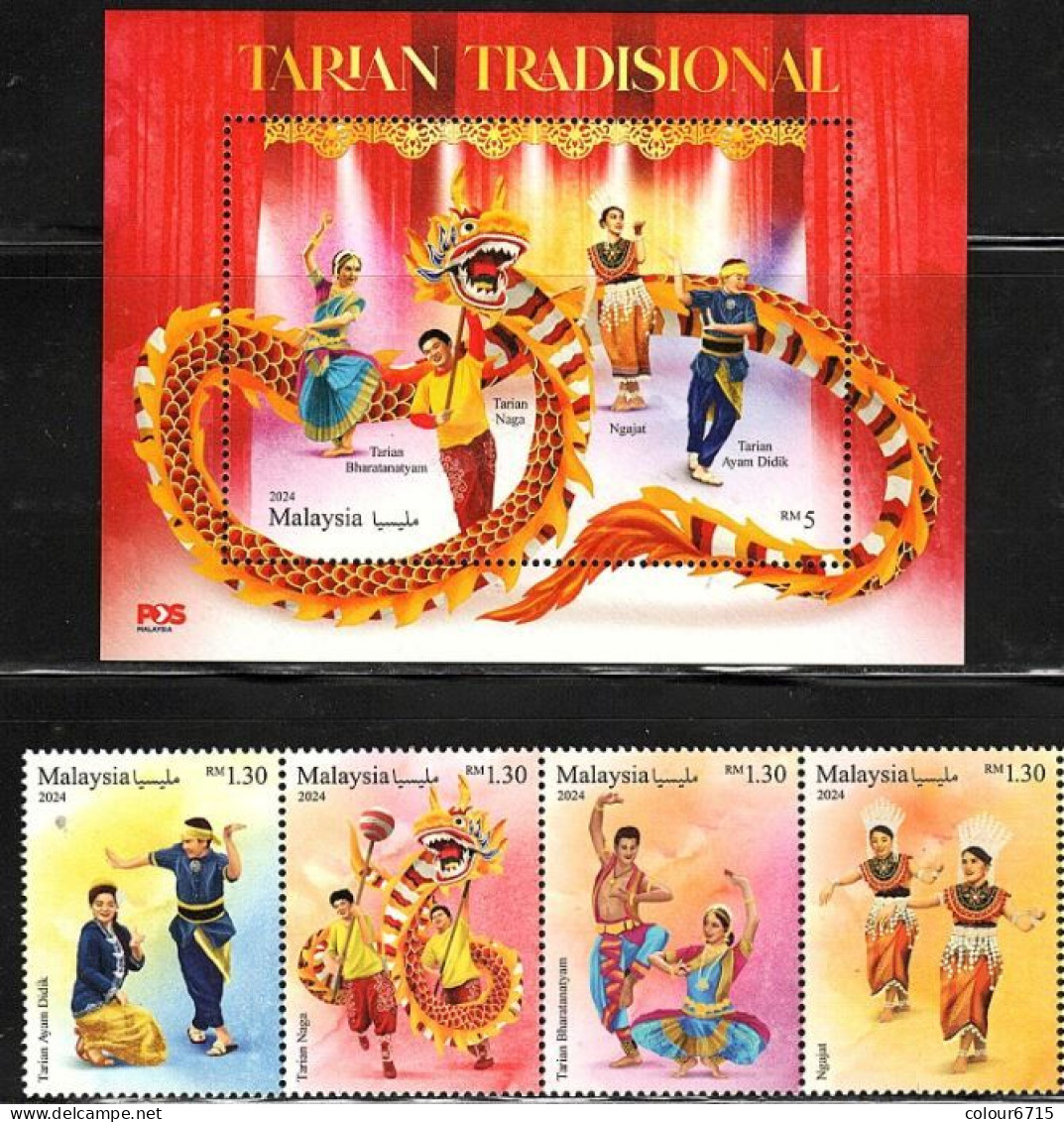 Malaysia 2024 Traditional Dances Of Malaysia (stamps 4v In Strip +SS/Block) MNH - Malaysia (1964-...)