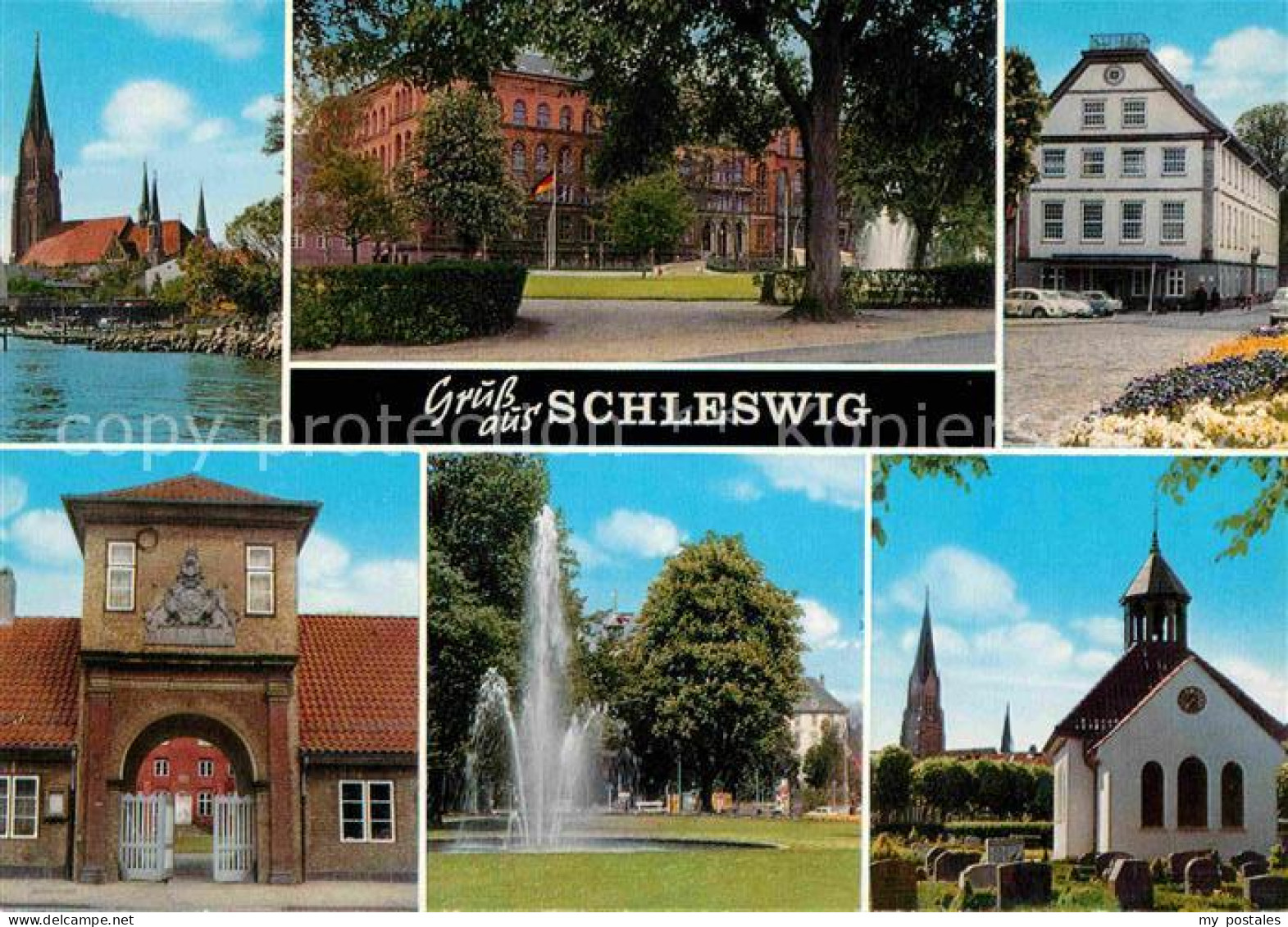 72740991 Schleswig Schlei Ortsansicht Mit Kirche Friedhof Gebaeude Springbrunnen - Autres & Non Classés