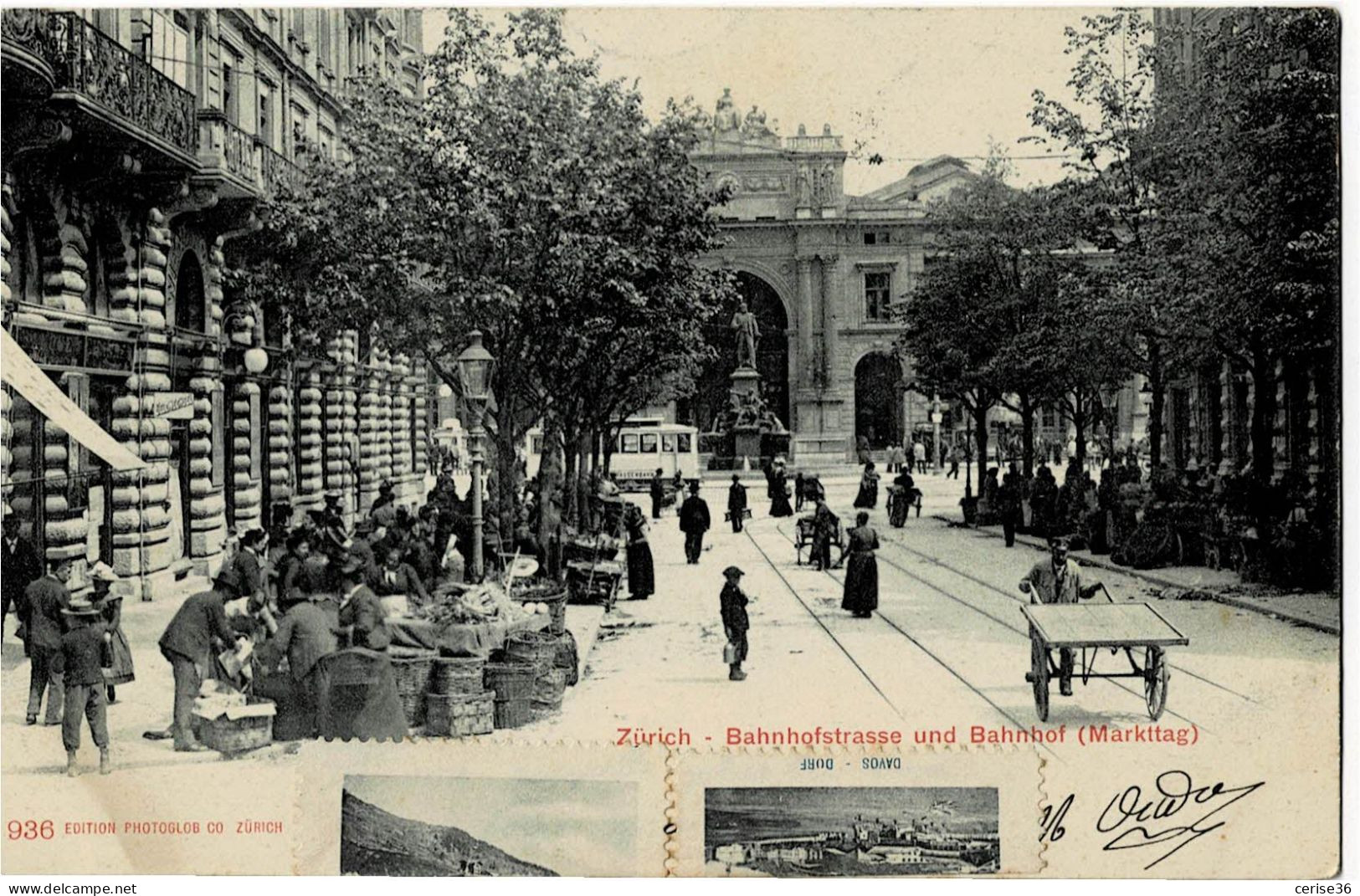 Zürich Bahnhofstrasse Und Bahnhof ( Markttag)  Circulée En 1903 - Zürich