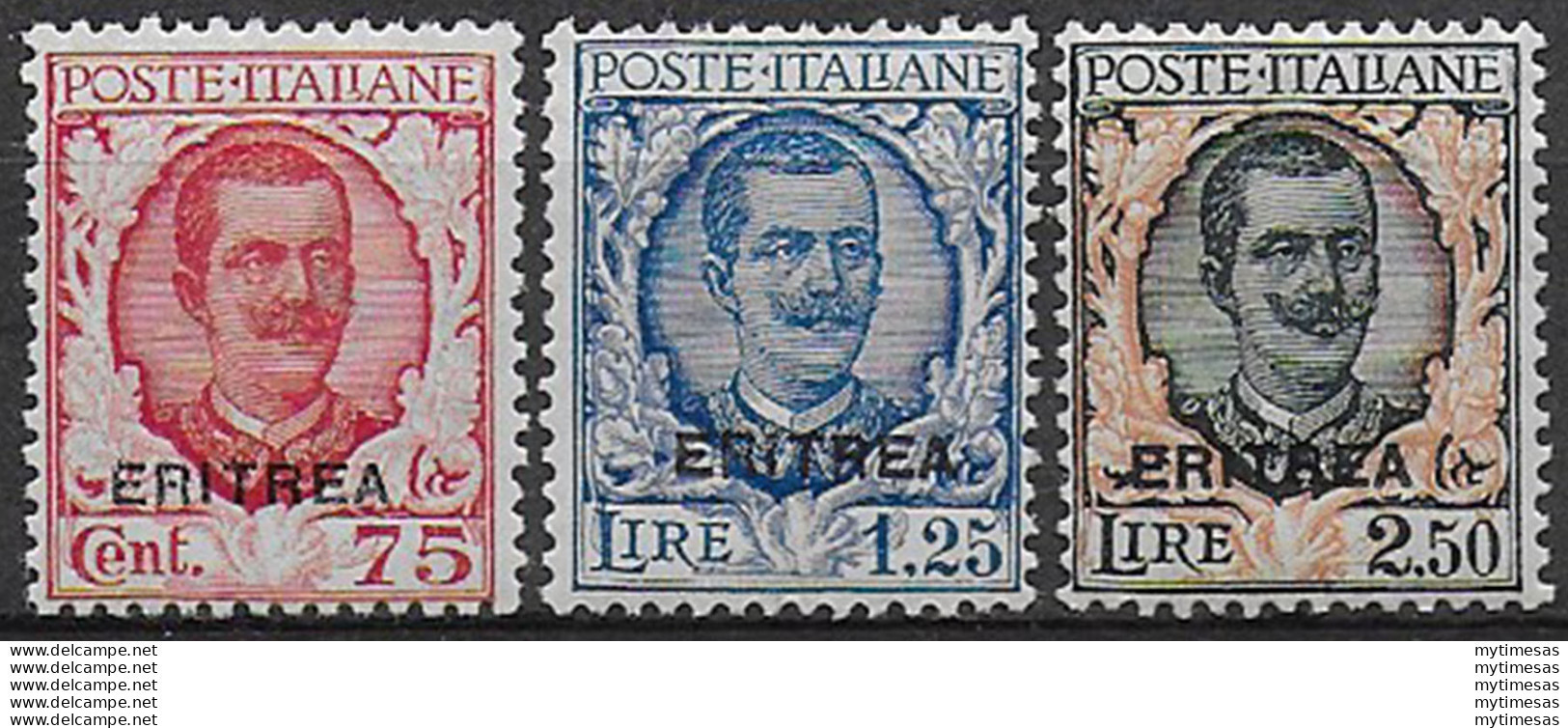 1926 Eritrea VE III 3v. Sopr. Bc MNH Sassone N. 113/115 - Sonstige & Ohne Zuordnung