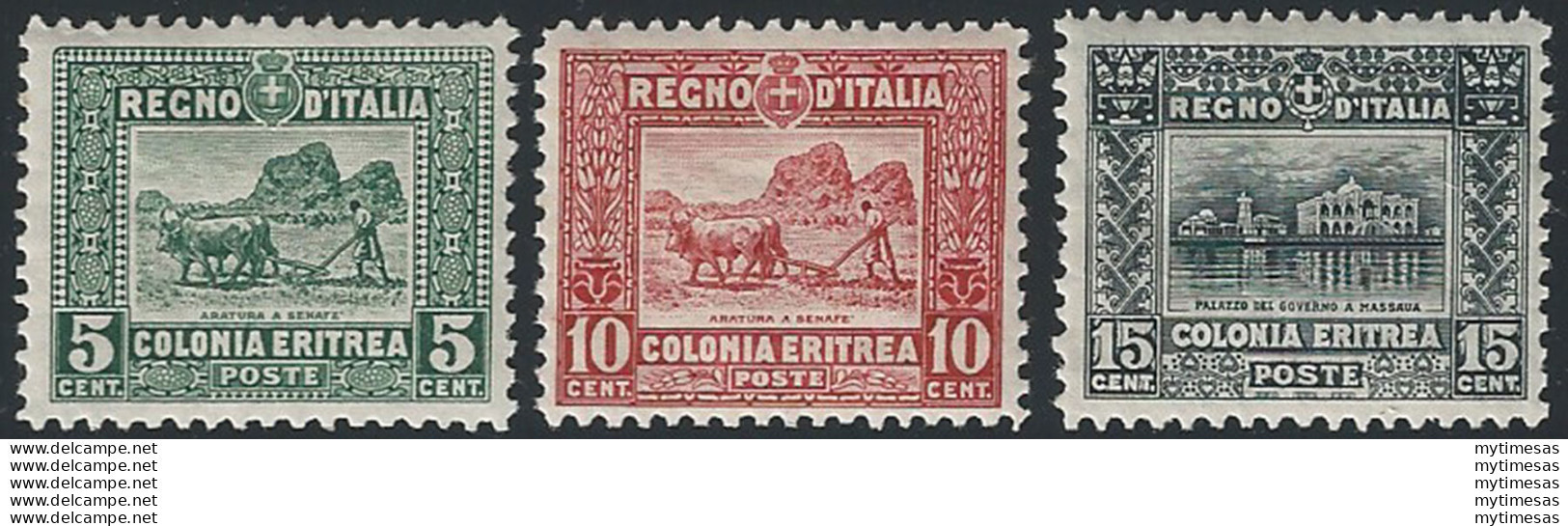 1928-29 Eritrea Soggetti Africani 3v. Bc. MNH Sassone N. 129/31 - Otros & Sin Clasificación
