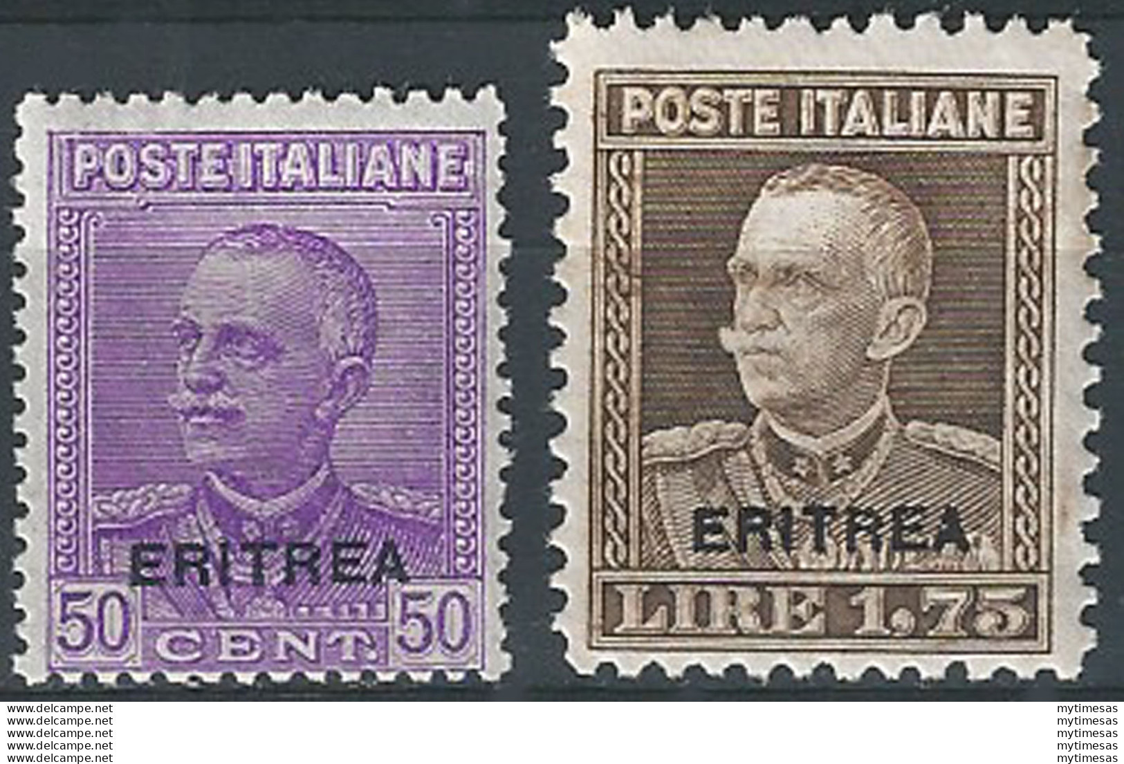 1928-29 Eritrea VE III 2v. Sopr. MNH Sassone N. 136/137 - Sonstige & Ohne Zuordnung