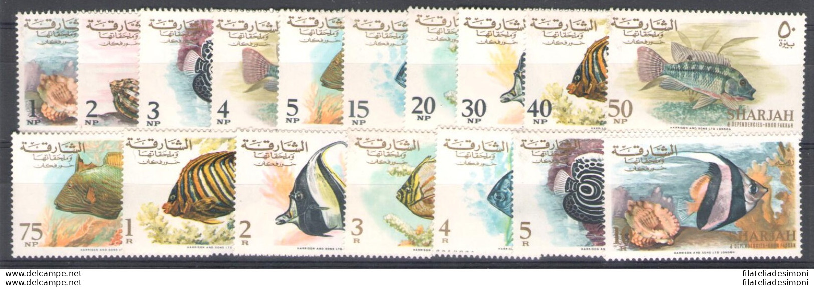 1966 Sharjah, Stanley Gibbons N. 206/22 - Pesci - MNH** - Sonstige - Asien