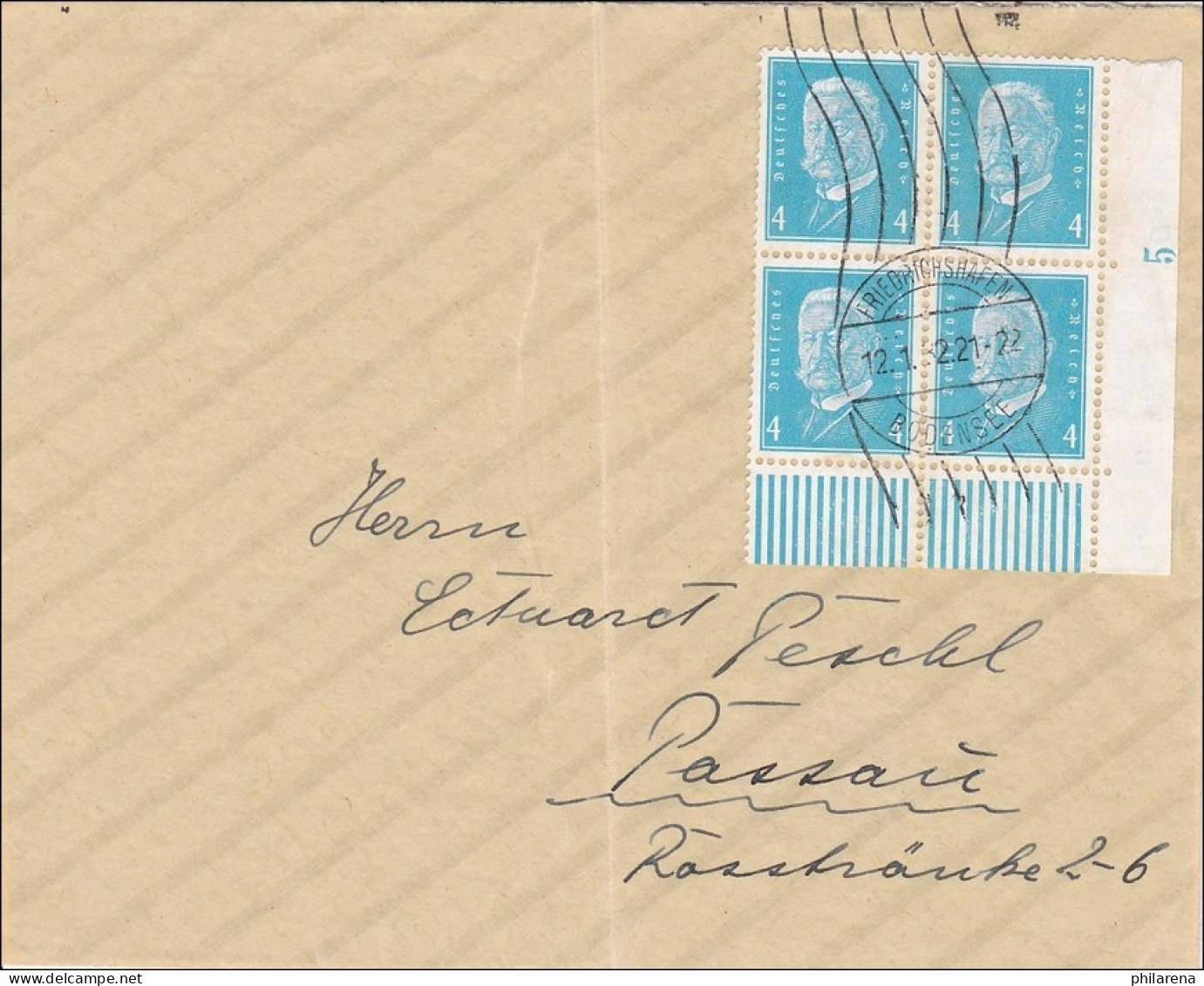 Weimar: Brief Von Friedrichshafen Nach Passau - Viererblock - Eckrand 1932 - Lettres & Documents