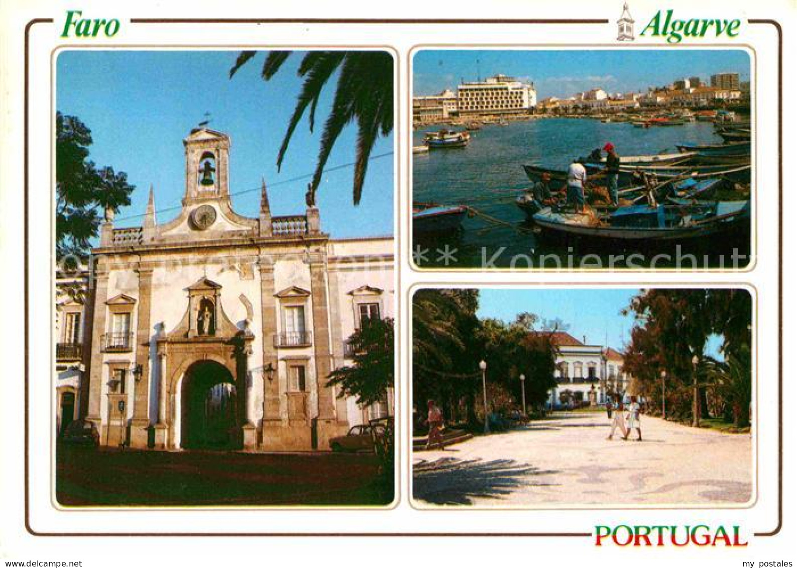 72739892 Faro Portugal Kirche Hafen Fischerboote Promenade  - Sonstige & Ohne Zuordnung