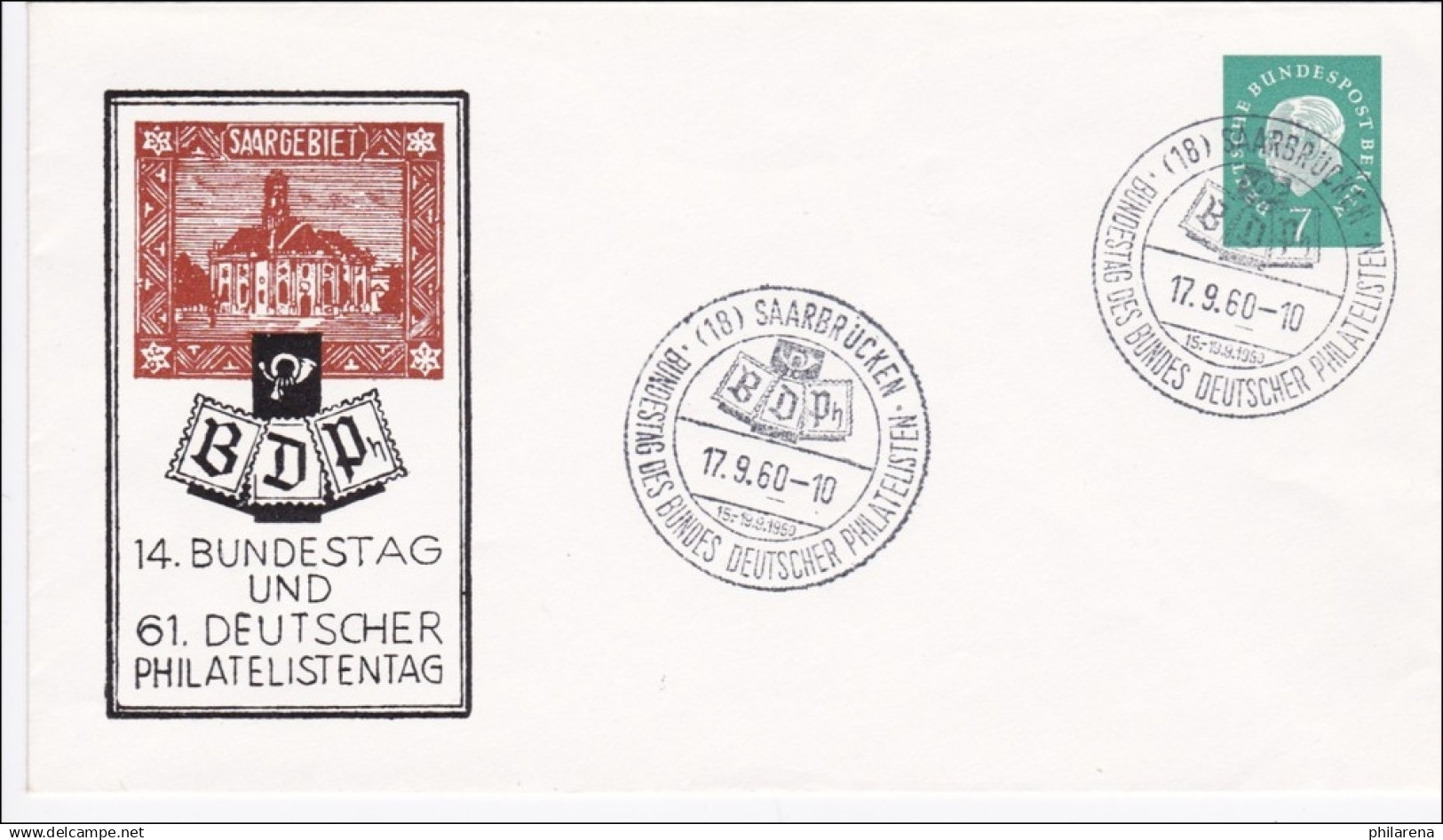 Saarland: 14. Bundestag, 61 Deutscher Philatelistentag In Saarbrücken 1960 - Briefe U. Dokumente