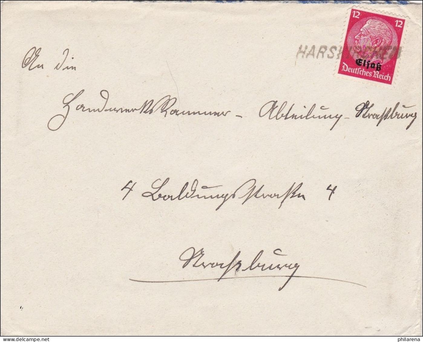 Elsass: Brief Von Harkirchen 1940 - Occupazione 1938 – 45