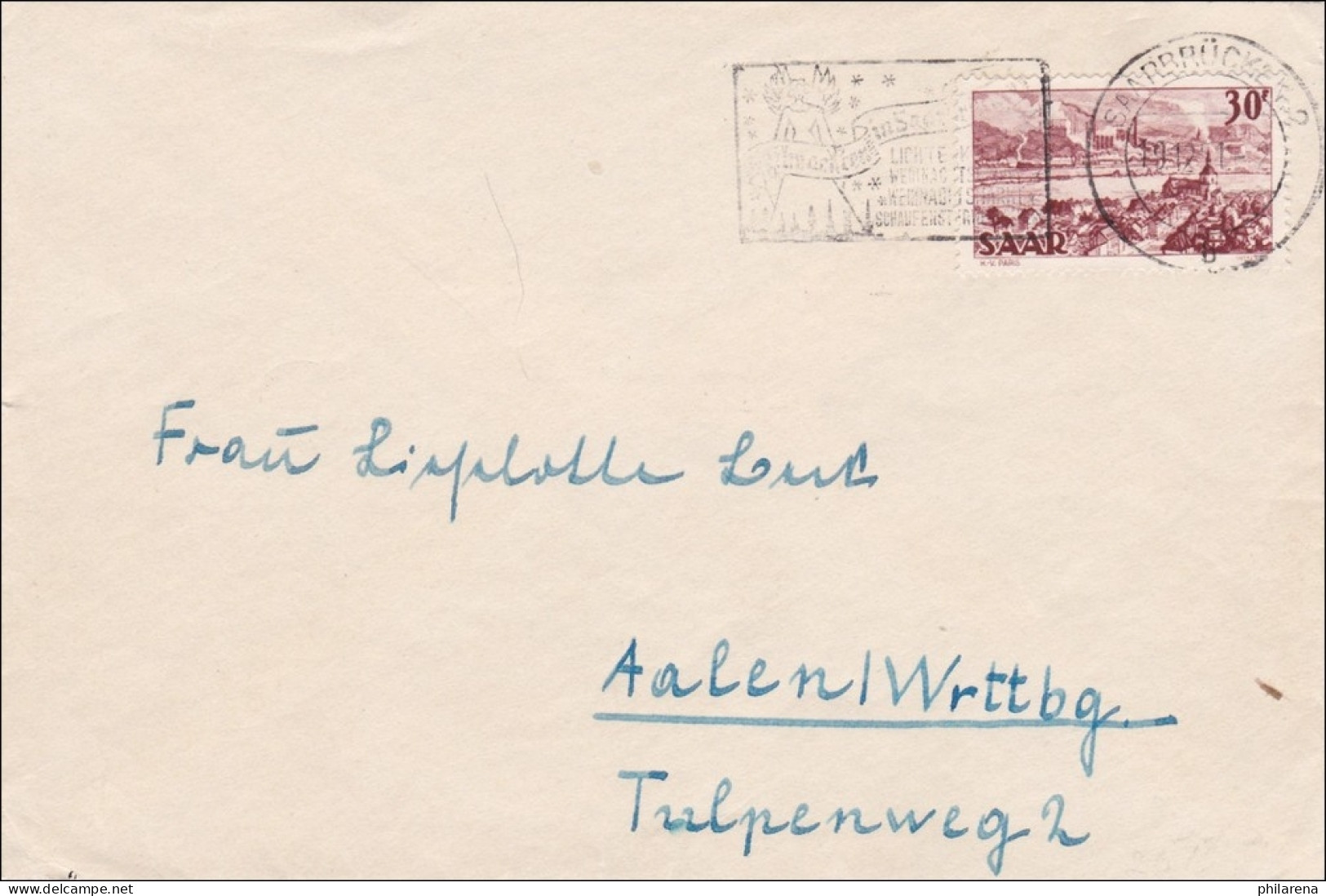 Saar: 1951 Von Saarbrücken Nach Aalen - Briefe U. Dokumente