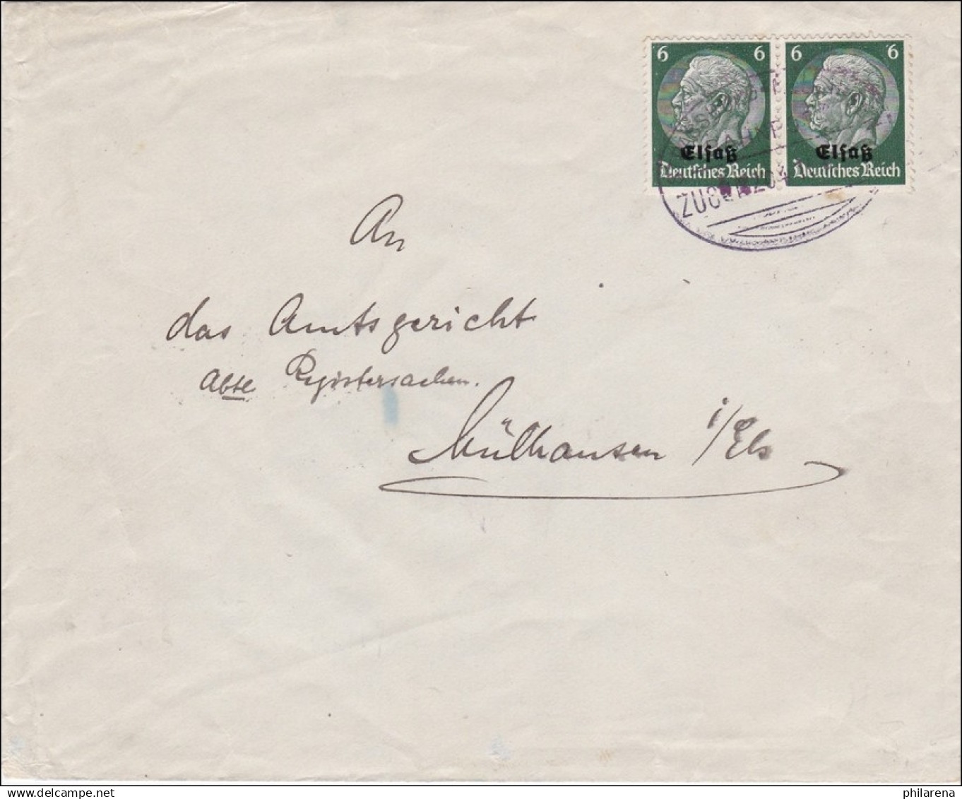 Elsass: Einschreiben Mühlhausen Nach Wiesbaden 1941 Bahnpoststempel - Occupazione 1938 – 45