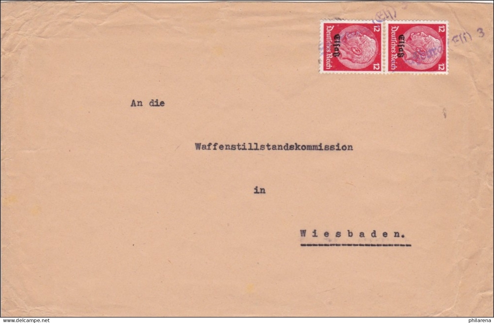 Elsass: Brief Von Strassburg Nach Wiesbaden - Waffenstillstands Kommission 1940 - Occupation 1938-45